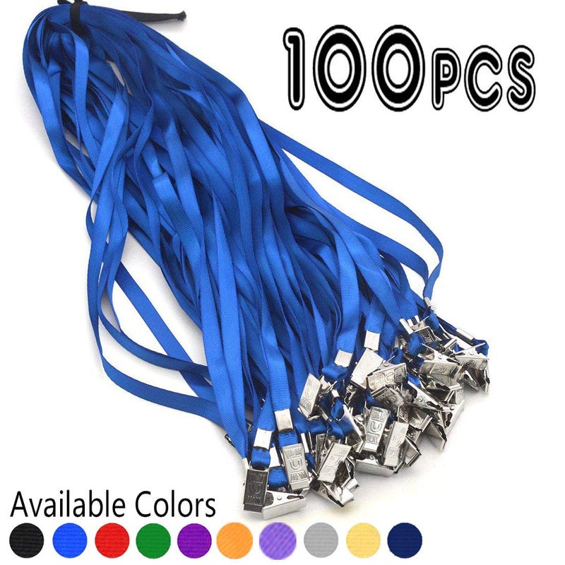 Bird Fiy Blue Lanyards 100 Pack 34" Premium Lanyard Bulldog Clips Bulk Nylon Flat Lanyard with Badge Clip - Image 5